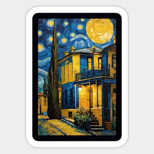 Vincent van Gogh starry night style house Sticker